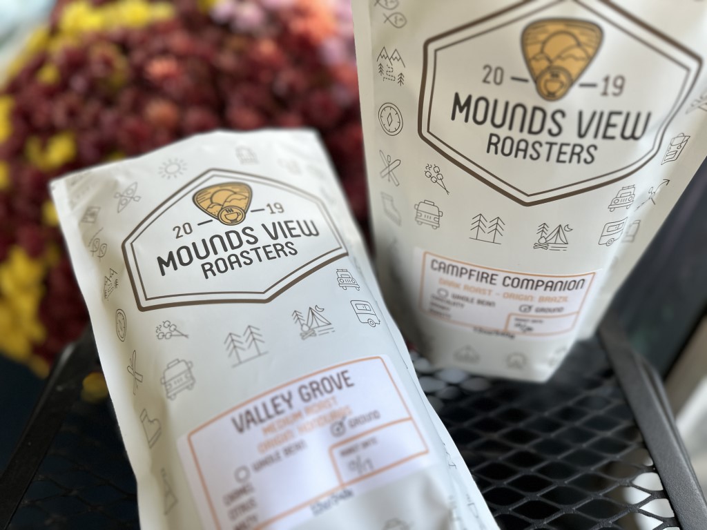 A photo of packets of Mounds View Roasters coffees